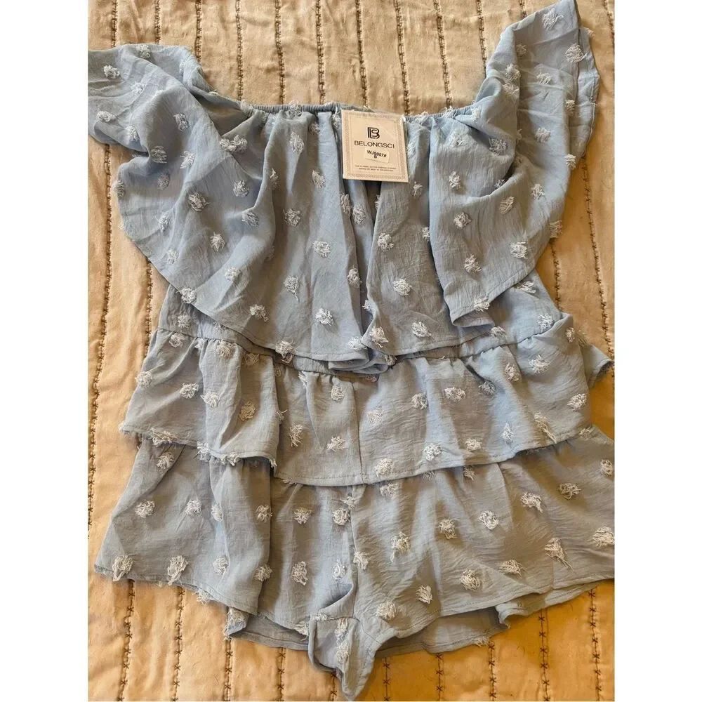 0062 BelongSCI Light Blue Ruffled romper
